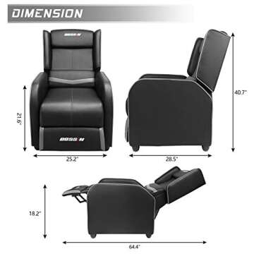 BOSSIN Gaming Recliner Chair for Adults 400lbs - Modern Ergonomic Lounge