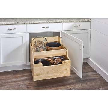 Rev-A-Shelf Wood Base Cabinet Cookware Pull Out Organizer w/Soft Close