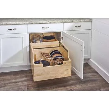 Rev-A-Shelf Wood Base Cabinet Cookware Pull Out Organizer w/Soft Close
