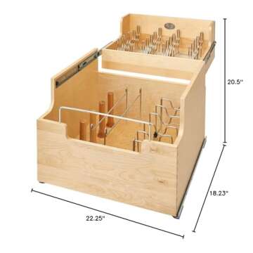 Rev-A-Shelf Wood Base Cabinet Cookware Pull Out Organizer w/Soft Close