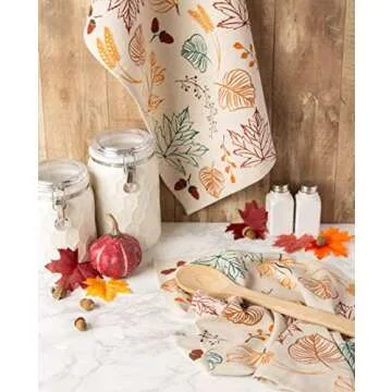 DII Fall Kitchen Towels, Decorative Cotton Dish Towels Set