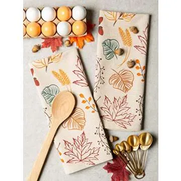 DII Fall Kitchen Towels, Decorative Cotton Dish Towels Set