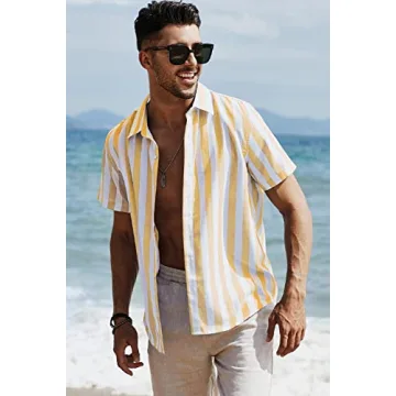 Stylish JMIERR Men's Casual Short Sleeve Dress Shirt