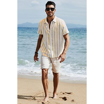 Stylish JMIERR Men's Casual Short Sleeve Dress Shirt