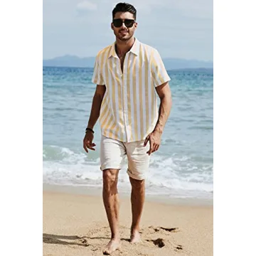 Stylish JMIERR Men's Casual Short Sleeve Dress Shirt