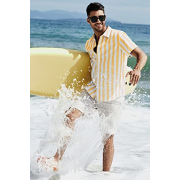 Stylish JMIERR Men's Casual Short Sleeve Dress Shirt