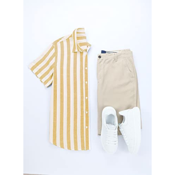 Stylish JMIERR Men's Casual Short Sleeve Dress Shirt