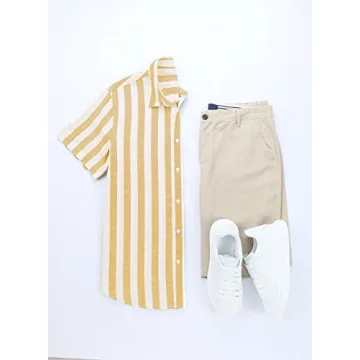 Stylish JMIERR Men's Casual Short Sleeve Dress Shirt