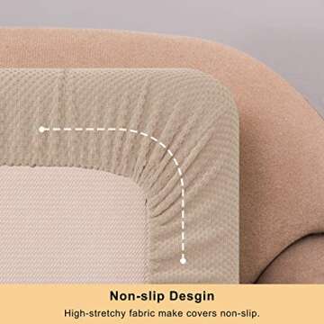 DyFun Couch Cushion Cover Stretch RV Seat Cover Cushion Knit Slipcover Furniture Protector Reversible Cover in Living Room for Settee (Chair Cushion, Beige), 1 Count (Pack of 1)