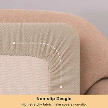 DyFun Couch Cushion Cover Stretch RV Seat Cover Cushion Knit Slipcover Furniture Protector Reversible Cover in Living Room for Settee (Chair Cushion, Beige), 1 Count (Pack of 1)