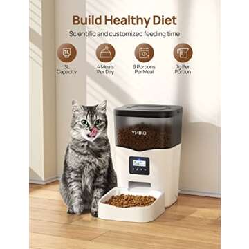 Ymiko Automatic Cat Feeder, Automatic Cat Food Dispenser with Freshness-Preserving Function and Voic...