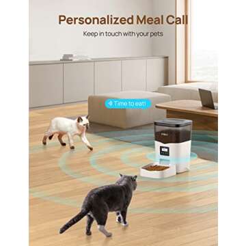 Ymiko Automatic Cat Feeder, Automatic Cat Food Dispenser with Freshness-Preserving Function and Voice Recorder, Timed Dry Food Feeder for Cats, 1-4 Meals Per Day, Granary Style Pet Feeder for Cats