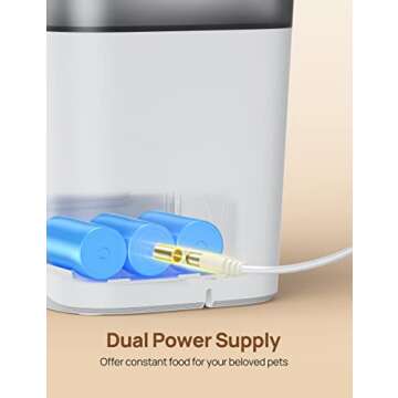 Ymiko Automatic Cat Feeder, Automatic Cat Food Dispenser with Freshness-Preserving Function and Voice Recorder, Timed Dry Food Feeder for Cats, 1-4 Meals Per Day, Granary Style Pet Feeder for Cats