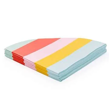 Sugar & Cloth Round Paper Napkins, Rainbow Stripe, 32 Count