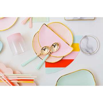 Sugar & Cloth Round Paper Napkins, Rainbow Stripe, 32 Count