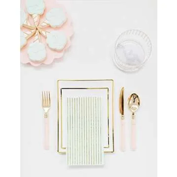 Sugar & Cloth Round Paper Napkins, Rainbow Stripe, 32 Count