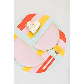 Sugar & Cloth Round Paper Napkins, Rainbow Stripe, 32 Count