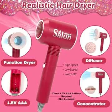 Toymaker 22Pcs Hair Salon Toys for Girls,Play Pretend Makeup Beauty Kids Hair Salon Playset with Dryer,Barber Apron,Scissors and Dress Up Stylist Accessories Girl Giftwares