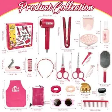 Toymaker 22Pcs Hair Salon Toys for Girls,Play Pretend Makeup Beauty Kids Hair Salon Playset with Dryer,Barber Apron,Scissors and Dress Up Stylist Accessories Girl Giftwares