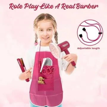 Toymaker 22Pcs Hair Salon Toys for Girls,Play Pretend Makeup Beauty Kids Hair Salon Playset with Dryer,Barber Apron,Scissors and Dress Up Stylist Accessories Girl Giftwares
