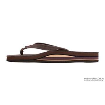 Rainbow Womens Premier Leather Double Layer Arch Narrow Strap Sandal Classic Mocha Size Large 7.5-8.5