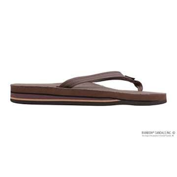 Rainbow Womens Premier Leather Double Layer Arch Narrow Strap Sandal Classic Mocha Size Large 7.5-8.5