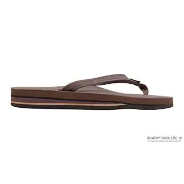 Rainbow Womens Premier Leather Double Layer Arch Narrow Strap Sandal Classic Mocha Size Large 7.5-8.5