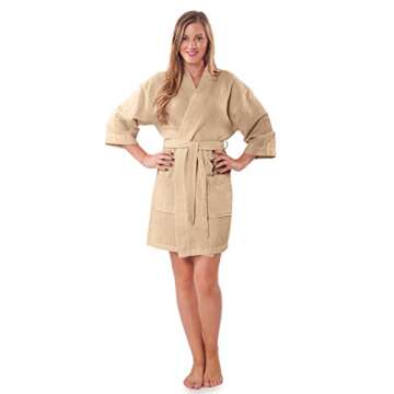 Turquaz Lightweight Short Robes For Women Waffle Kimono Bathrobe - Soft, Fast-Drying, Long-Lasting C...