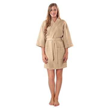 Turquaz Lightweight Short Robes For Women Waffle Kimono Bathrobe - Soft, Fast-Drying, Long-Lasting Cotton Blend