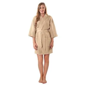 Turquaz Lightweight Short Robes For Women Waffle Kimono Bathrobe - Soft, Fast-Drying, Long-Lasting Cotton Blend