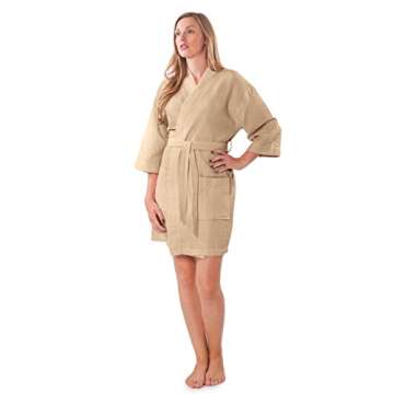 Turquaz Lightweight Short Robes For Women Waffle Kimono Bathrobe - Soft, Fast-Drying, Long-Lasting Cotton Blend