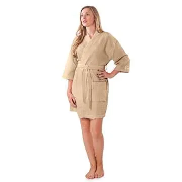 Turquaz Lightweight Short Robes For Women Waffle Kimono Bathrobe - Soft, Fast-Drying, Long-Lasting Cotton Blend