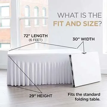Perfect Memories Premium 6ft Spandex Fitted Tablecloth and Table Skirt (White) - One-Piece, Wrinkle-Resistant Ruffles Design Installs in Seconds | Weddings, Banquets, Baby Showers, Parties, Events