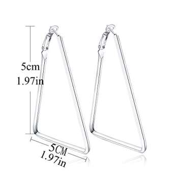 YUKHINS Women Girls Stainless Steel Hoop Geometric Triangle Hook Simple Fashion Earrings（TriangleGold）