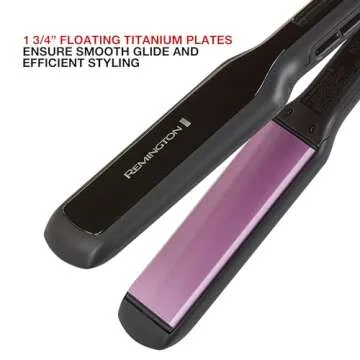 Remington 1 3/4" Flat Iron, Hair Straightener with Anti-Static Technology, 30-Second Heat Up & 60 Minute Auto Shut-off, 30% Longer Ceramic Floating Plates, Titanium + Ceramic Coating