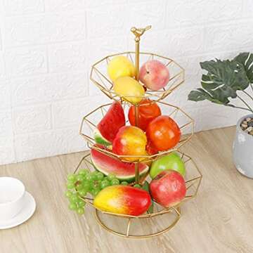 RAUVOLFIA 3-Tier Fruit Basket Stand for Kitchen & Dining