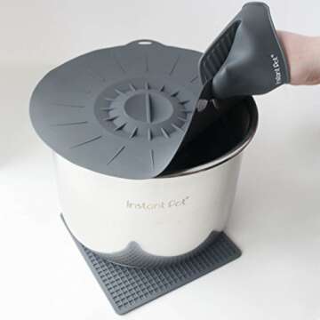 Instant Pot Electric Pressure Cooker Official Starter Accessories Set - Pair of Mini Mitts, Heat Resistant Mat/ Pot Holder, & Suction Sealing Lid