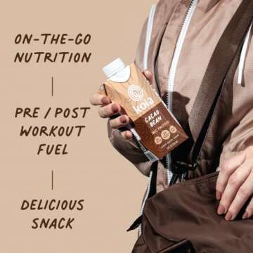 Koia - Plant Based Protein Shake - Cacao Bean - 20g Protein, 3g Sugar, 6g Prebiotic Fiber, 21 Vitamins & Minerals - Dairy Free, Soy Free, Non GMO - Meal Replacement Drinks - 11 fl oz, 12 Bottles