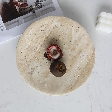 Nawgnail Handmade Travertine Fruit Bowl for Kitchen Decor
