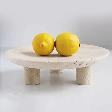 Nawgnail Handmade Travertine Fruit Bowl for Kitchen Decor