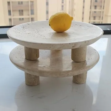 Nawgnail Handmade Travertine Fruit Bowl for Kitchen Decor