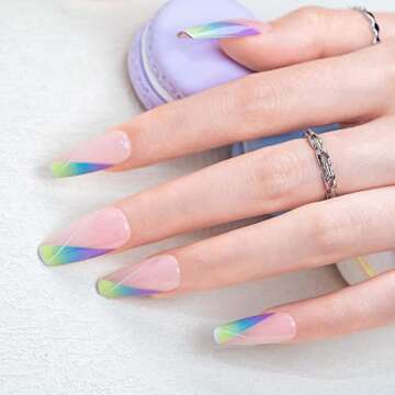 Jofay Fashion 24PCS French Press on Nails - Reusable Gel Fake Nails Tips