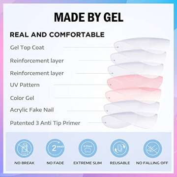 Jofay Fashion 24PCS Reusable Press on Nails for Women