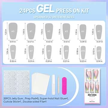 Jofay Fashion 24PCS Reusable Press on Nails for Women