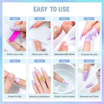 Jofay Fashion 24PCS Reusable Press on Nails for Women