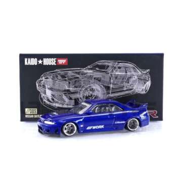 True Scale Miniatures Model Car Compatible with Nissan Skyline GT-R (R33) Kaido Works V2 Blue Limited Edition 1/64 Diecast Model Car Kaido House KHMG089