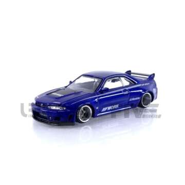 True Scale Miniatures Model Car Compatible with Nissan Skyline GT-R (R33) Kaido Works V2 Blue Limited Edition 1/64 Diecast Model Car Kaido House KHMG089