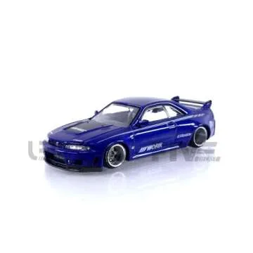 True Scale Miniatures Model Car Compatible with Nissan Skyline GT-R (R33) Kaido Works V2 Blue Limited Edition 1/64 Diecast Model Car Kaido House KHMG089
