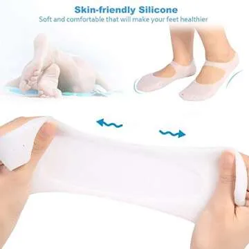 Silicone Socks, 1 Pair of Foot Anti-Cracks Protective Foot Care Socks Prevention Tool, for Care of Cracked Feet in Dry Skin Unisex(L-White)