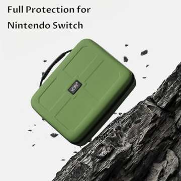 Switch Case, VORI Switch Carrying Case for Nintendo Switch and Switch OLED Model, Portable Full Protection Hard Shell Travel Storage Bag for Switch Console Pro Controller Accessories, Green